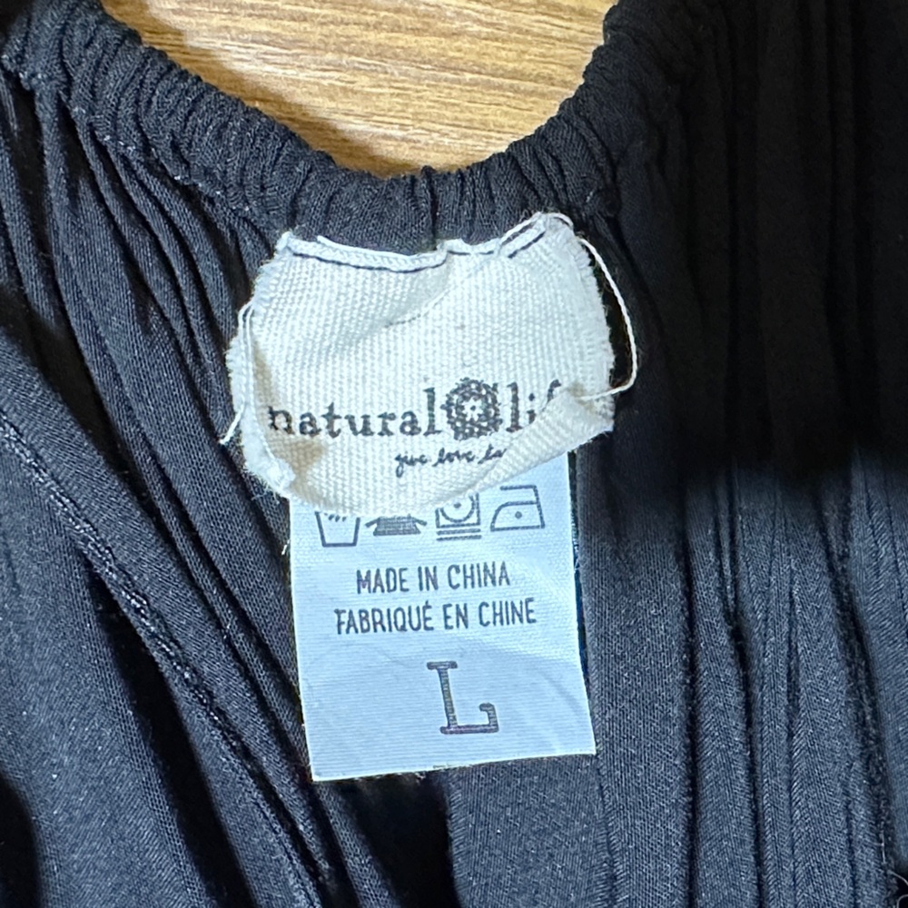 Natural Life Black Lace Yoke Maxi Dress Boho Tiered Sundress Adjustable Straps L - Picture 2 of 11